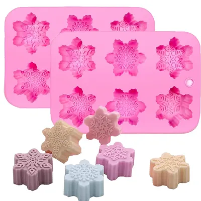 Silikon-Backform Schneeflocken, 2er Set, 6 Kavitäten, Weihnachten