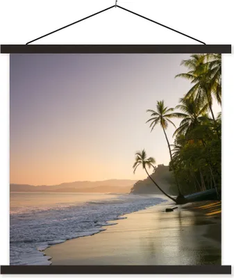 Produktbild von MuchoWow® Textilposter Strand - Sonnenuntergang - Tropisch 40x40 cm mit schwarzem Rahmen - Fotos