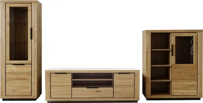 Produktbild von Wohnwand >Greno< (3-teilig) in Wildeiche - 367x200x54 (BxHxT)