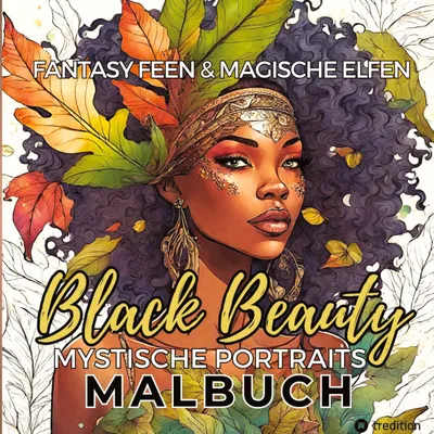Produktbild von Malbuch für Erwachsene Feen und Elfen Fantasy Black Beauty Entspannung Anti-Stress Malen