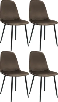Produktbild von CLP 4er Set Esszimmerstuhl Maryam gepolstert mit Rückenlehne braun Material Samt