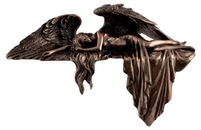 Produktbild von Schutzengel als Kantenlieger - aus Kunststein, von Hand bronziert