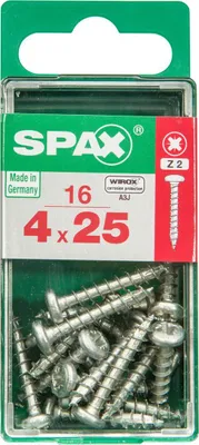 Produktbild von SPAX 4231010400251, Schraube, Stahl, Zink, Holz, Flachkopfschraube, Pozidriv, Silber