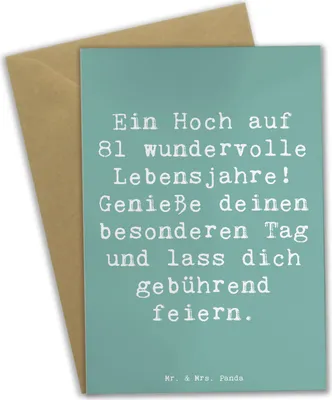 Produktbild von Mr. & Mrs. Panda Klappkarte Spruch 81. Geburtstag - Meeresbrise - Geschenk, Achtzigster, Glückwunsch, kommunionskarte, osterkarte, Happy Birthday, Herzlichen, Jubiläum