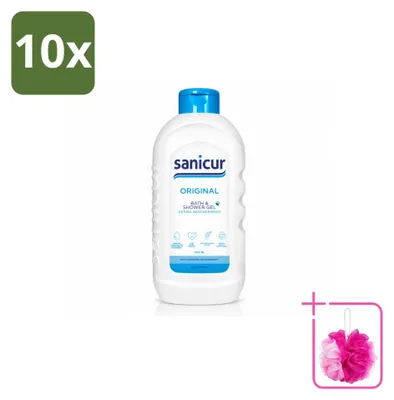 Image de 10 flacons de gel douche et bain Sanicur Original – 1000 ml – Pack économique – 10 pièces