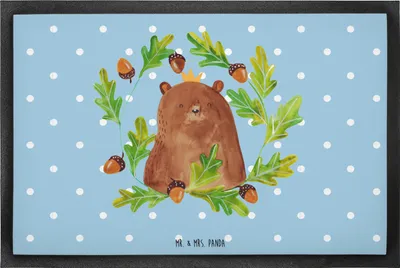 Produktbild von Mr. & Mrs. Panda Schmutzmatte Bär König 60 x 90 cm - Blau Pastell - Geschenk, Dad, fußmatte, Fußabtreter, Schmutzfangmatte, Vater, Daddy, Teddy, Schuhabstreifer, Vatertag