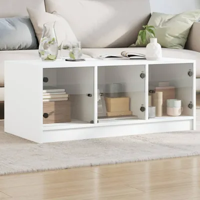 Immagine prodotto di Maison Exclusive - Tavolino con ante in vetro bianco 102x50x42 cm