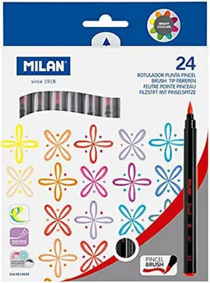 Obrázek produktu pro Milan 0612624, 24 barva/barev, Vícebarevný, Štětičkový hrot, 0,5 mm, 4 mm, Vícebarevný