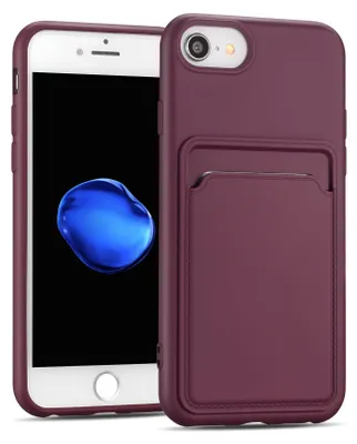 Zdjęcie produktu dla Etui na telefon komórkowy Apple iPhone 7 / 8 / SE 2 / SE 3 Cover Silikonowe etui ochronne z kieszenią na kartę Slim Wallet Case, Raspberry