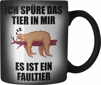 Produktbild von Trendation - Lustige Farbwechsel Zauber-Tasse mit Spruch Mitarbeiter Faultier Geschenk Arbeitskollege Männer Frauen (Schwarz)