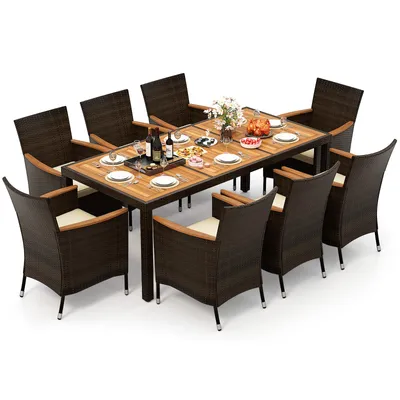 Produktbild von COSTWAY Polyrattan Sitzgruppe für 8 Personen, Gartenmöbel Gartenset Sitzgruppe, Gartentisch mit Gartenstühlen, Gartengarnitur Sitzgarnitur, Braun