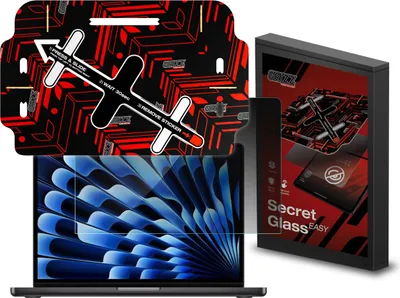 Produktbild von Hybrides Sichtschutzglas für MacBook Air 13.6" M4 2025, Grizz SecretGlass Easy mit Applikator, Matt