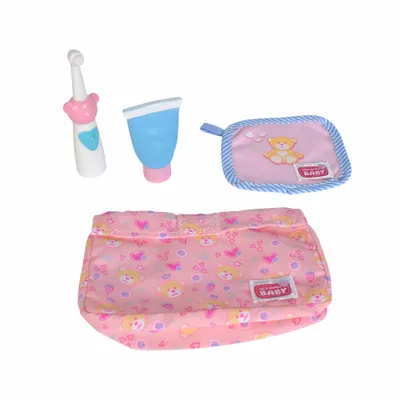 Produktbild von Simba New Born Baby Bad Zubehör, 4-tlg., Zahnbürste, Waschlappen, Tasche, Puppe, für 38 - 43 cm Puppen, 105560055