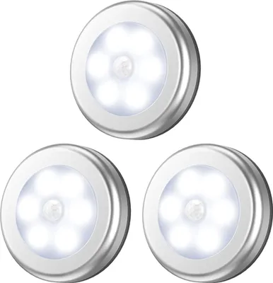 Produktbild von 3 Stück Bewegungsmelder Nachtlicht LED Weiß Schrankleuchten Batteriebetriebene für Treppe, Zimmer, Küche, Flur