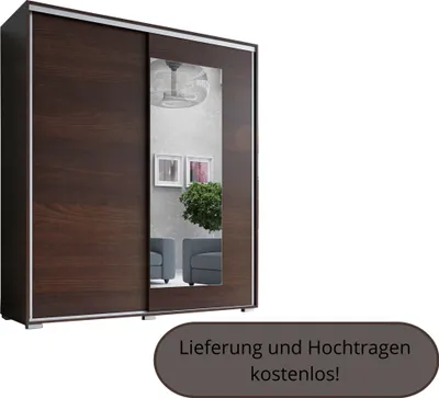 Produktbild von Schiebetürenschrank Kleiderschrank VIVA 140x205 cm, 2-türig, Spiegel, Wenge