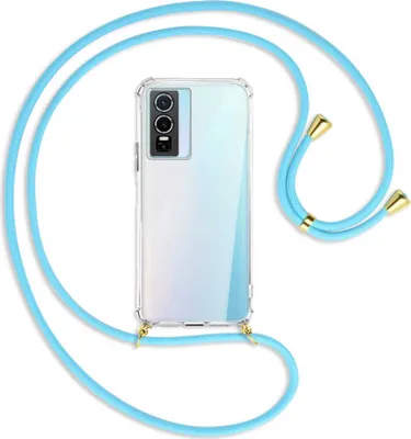 Produktbild von Handykette Backcover-Schutzhülle mit Band (Metall goldfarben) für vivo Y76 5G - himmelblau