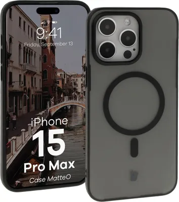Produktbild von Bizon Case MatteO Apple iPhone 15 Pro Max transparent mit schwarzem Rahmen