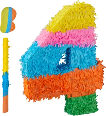 Obrázok produktu pre Relaxdays Pinata č. 4, dúhová pinata na narodeniny, rozmery: 50,5 x 35,5 x 7,5 cm, detská pinata na oslavu, na naplnenie, farebná