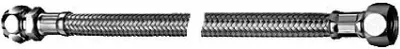 A flexible connection hose with stainless steel wire braiding.