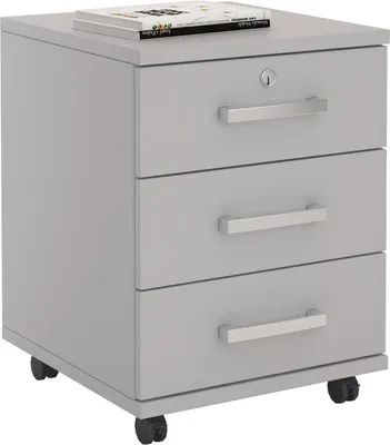 Produktbild von Rollcontainer Bürocontainer Büroschrank VANCOUVER, in lichtgrau, abschließbar mit 3 Schubladen, 44 x 58 x 45 cm