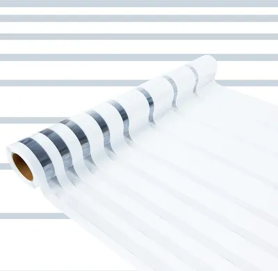 Produktbild von Statisch Fensterfolie 67x1500 cm - Weiße Streifen - Statische Sichtschutzfolie ohne Kleber aus PVC - Selbsthaftende Glasfolie für Lichtdurchlass und Privatsphäre - Fensterfolie statisch haftend