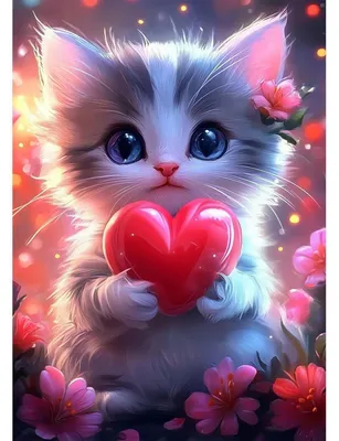 Produktbild von Diamond Painting Set Süße Katze 5D DIY Bastelset 30x40cm