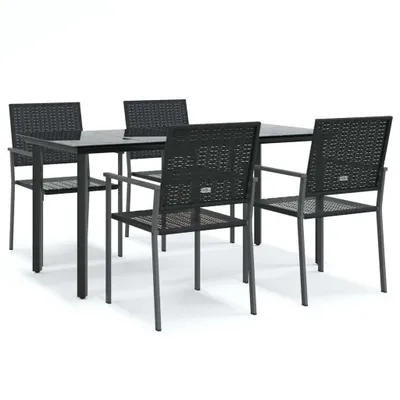 Image de vidaXL Ensemble de jardin 5 pièces Poly rotin et acier