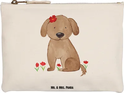 Produktbild von Mr. & Mrs. Panda kosmetiktäschchen Hund Dame Grösse XL Große - Weiß - Geschenk, Federmappe, Schulmäppchen, Liebe, Hundemama, Liebenswert, Schminktasche, Hunde, Sprüche