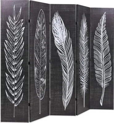 Obrázek produktu pro vidaXL Rozdělovač místností Skládací 200 x 170 cm Peří Černobílý