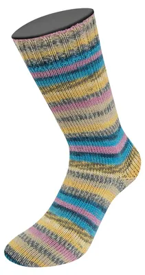 Produktbild von Lana Grossa - Meilenweit 100g Cervinia 1706 himmelblau mausgrau gelb ecru hellbeige fliederrosa graublau