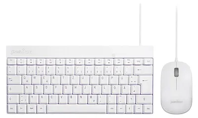 Produktbild von PERIDUO-212 Kompaktes Mini Tastatur und Maus Set USB-Kabel Deutsches Layout Kabelgebunden Weiß