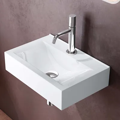 Produktbild von doporro Waschbecken Aufsatzwaschbecken Hängewaschbecken 45cm aus Keramik in weiß inkl. Nano-Versiegelung/Abperl-Effekt Brüssel118c