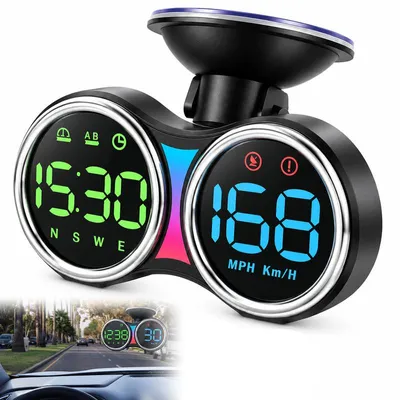 Produktbild von GPS Tacho HUD Display Auto, digitaler Tachometer mit km/h und mph, Geschwindigkeitswarnung, Dual-LED-Display, USB Plug & Play