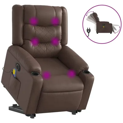 Immagine prodotto di vidaXL Poltrona per massaggi con ausilio per la posizione eretta, elettrica, in Pelle finta marrone