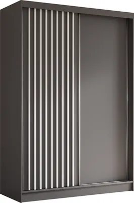 Produktbild von AX LIVING Cabinio Kleiderschrank 150 Breite – Grau mit Weißen Lamellen