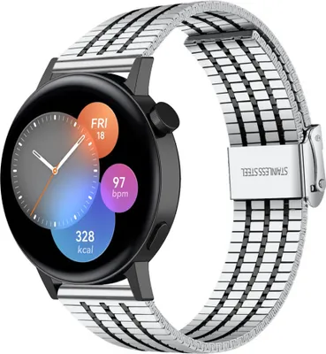 Produktbild von Strap-it Stahlarmband - Kompatibel mit Huawei Watch GT 3Armband 42mmHochwertiger EdelstahlHuawei watch strap Armband mit klappschließe für 20mmArmband Silber