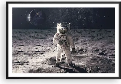 Produktbild von Gerahmtes Poster - Schwarzer Rahmen - Mond Erde Astronaut - 91,5x61 cm - Wand Bild - Wanddeko - Wandbilder - Kunstposter - Wandposter - Bilderrahmen - Bilder - Kunstdruck - P2BAA91x61-4882
