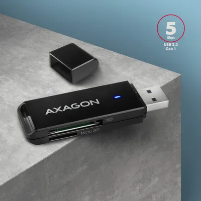 Obrázek produktu pro AXAGON CRE-S2N, USB-A 3.2 Gen 1 - čtečka karet SUPERSPEED, 2 sloty