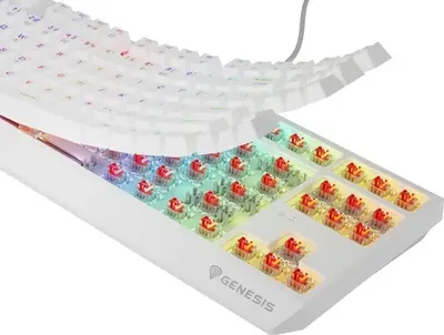 Zdjęcie produktu dla GENESIS Thor 230 TKL, Przewodowy i Bezprzewodowy, USB + RF Wireless + Bluetooth, Mechaniczna, QWERTY, RGB LED, Biały