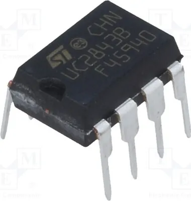 Obrázok produktu pre 3x 1A, PWM, 48÷500 kHz, MiniDIP8. Kanály: 1. 0÷96 %. Regulátor napätia UC2843BN – PWM spínací obvod