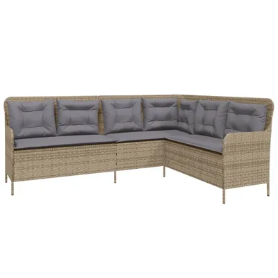 Immagine prodotto di vidaXL Divano da giardino a L con cuscini Beige in poly rattan