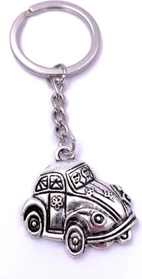 Produktbild von Onwomania Auto Käfer Schlüsselanhänger Keychain Silber Metall