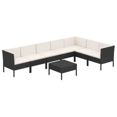 Produktbild von vidaXL 8-tlg. Garten-Lounge-Set mit Auflagen Poly Rattan Schwarz