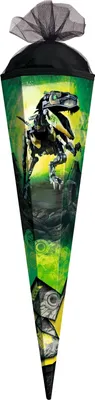 Produktbild von ROTH Geschenk-Schultüte klein Robo-Rex 50 cm eckig Tüllverschluss Zuckertüte Schulanfang