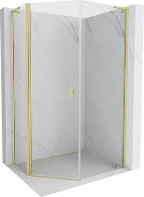 Produktbild von Mexen Mist L asymmetrische, schwenkbare Fünfeck-Duschkabine 80x100 cm, transparent, gebürstetes Gold - 8A8L-080-100-55-00