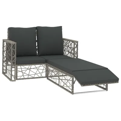 Obrázek produktu pro vidaXL 2dílná zahradní lehátková souprava s polštáři Poly Rattan Grey