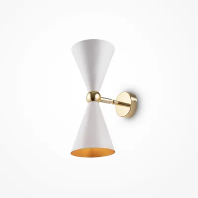 Produktbild von Wandlampe Metall E14 Schwenkarm 32 cm hoch Up Down in Gold Weiß 2-flammig Modern Wandleuchte