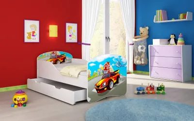 Obrázek produktu pro ACMA I postel pro mládež dětská postel juniorská postel kompletní sada s roštem matrace bílá 03 Racing Car 180x80 + podstavec pod postel