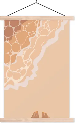 Produktbild von MuchoWow® Textilposter Strand - Meer - Fuß 60x90 cm mit holzfarbenen Rahmen - Textil