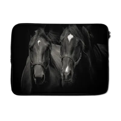 Produktbild von MuchoWow® Laptop Hülle 14 ZollPferde - Tiere - Schwarz Laptoptasche - Laptoptasche - Stoßsicher - Schutzhaube